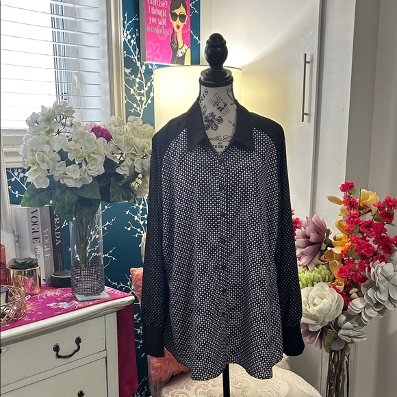 Addition Elle Black and White Patterned Blouse - Picture 3 of 10